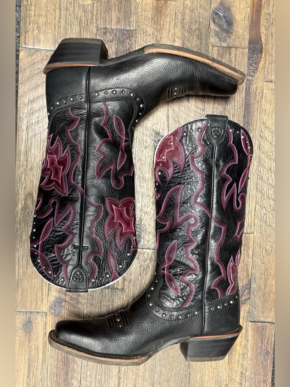 ARIAT Women's Studded Western boots - Square Toe - Cowgirl Black Size 7 - Picture 4 of 7